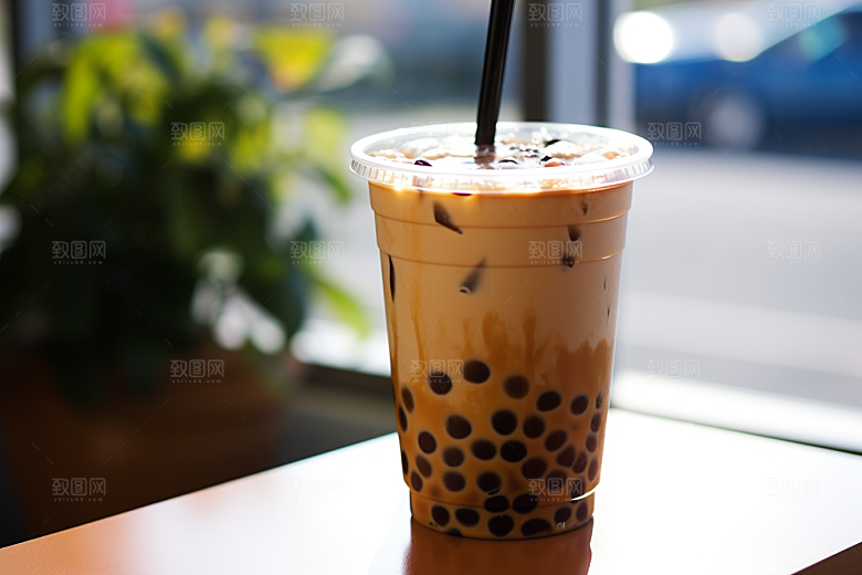奶茶美味甜品摄影图