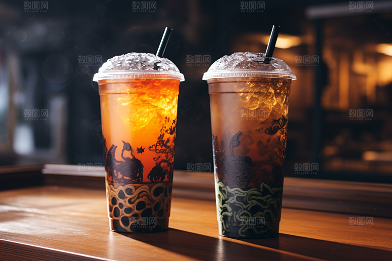 奶茶饮品甜品摄影图