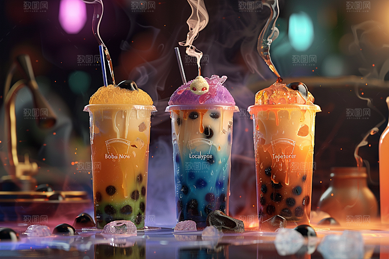 奶茶广告果茶摄影图