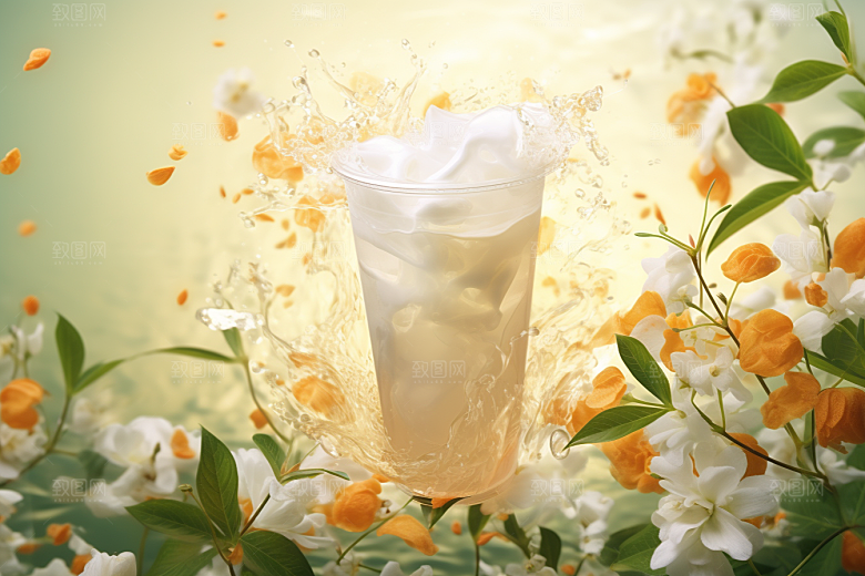 奶茶果茶甜品摄影图