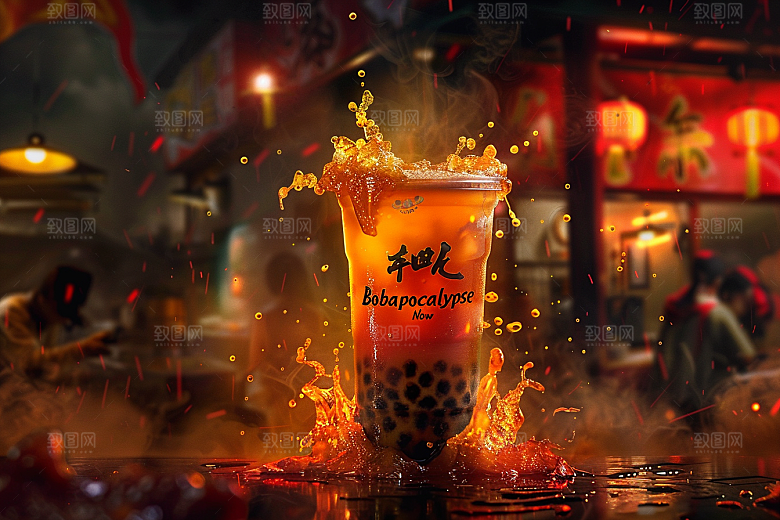 奶茶美味广告摄影图