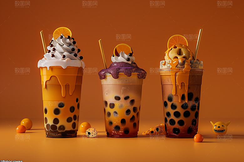 奶茶生活果茶摄影图