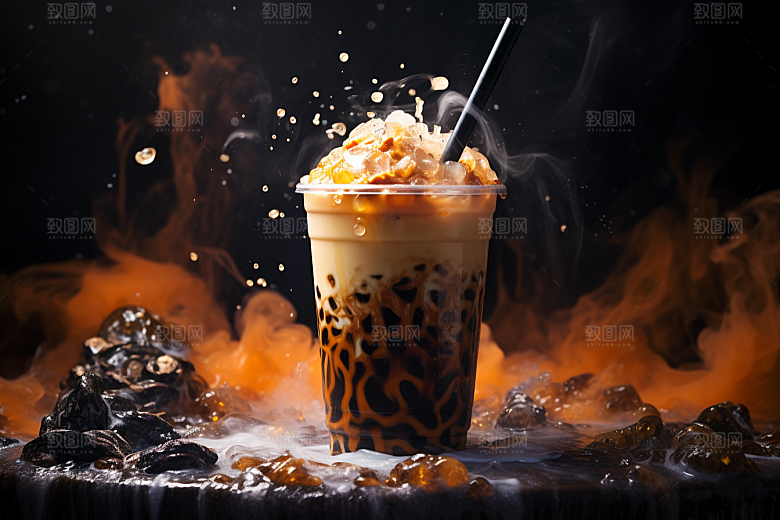 奶茶美味卡路里摄影图