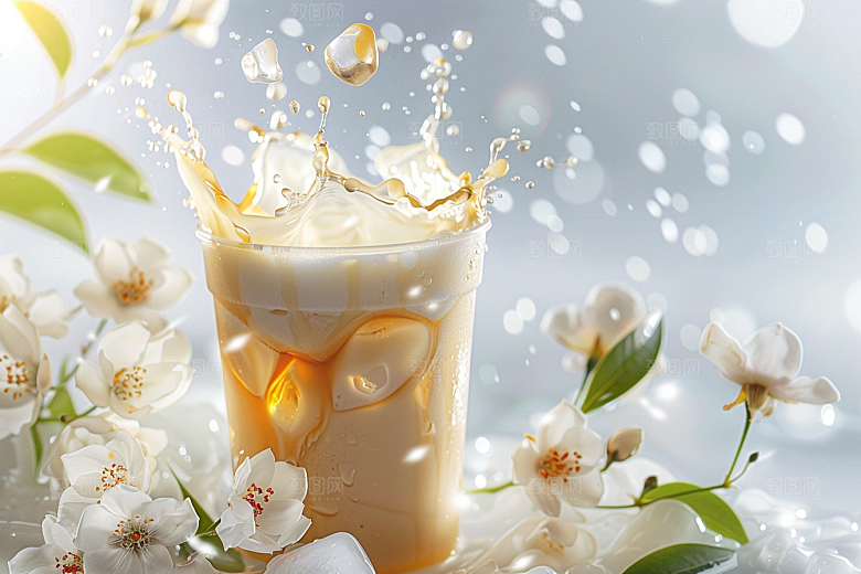 奶茶美味果茶摄影图
