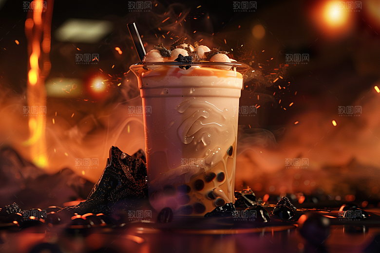 奶茶美味果茶摄影图