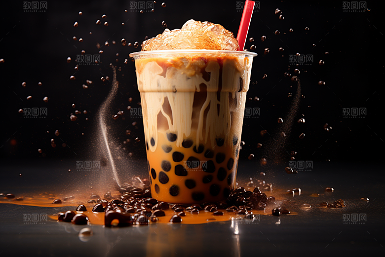 奶茶果茶广告摄影图