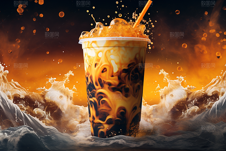 奶茶甜品美味摄影图