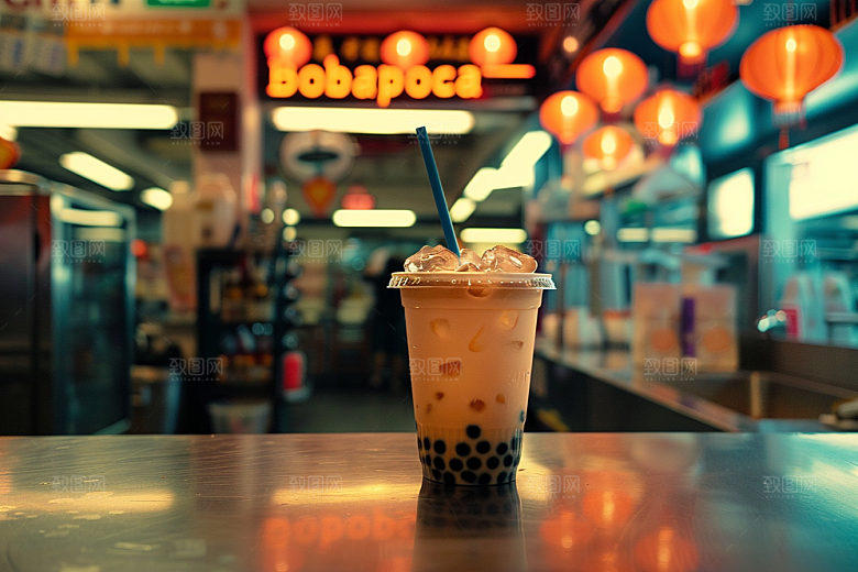 奶茶甜品美味摄影图