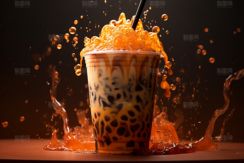 奶茶生活果茶摄影图