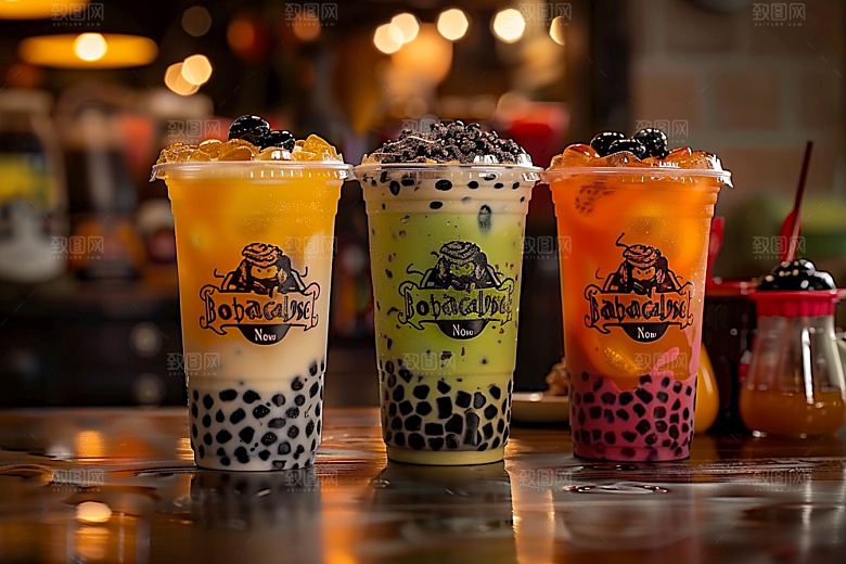 奶茶果茶高清摄影图
