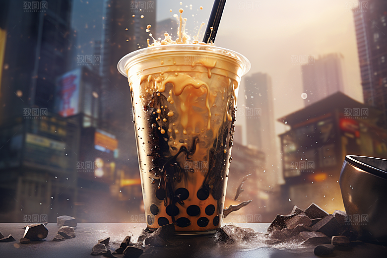 奶茶高清果茶摄影图