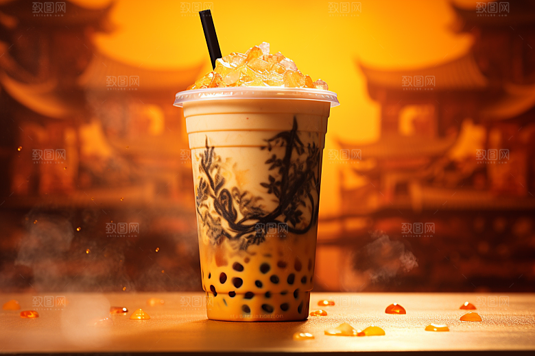 奶茶饮品甜品摄影图