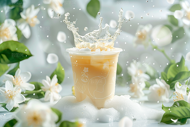 奶茶美味卡路里摄影图
