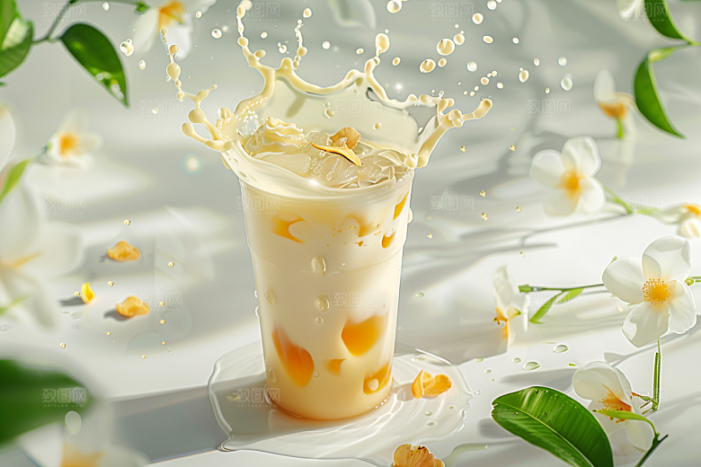 奶茶果茶温暖摄影图