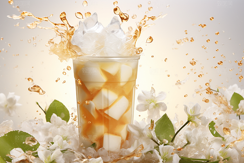 奶茶卡路里果茶摄影图