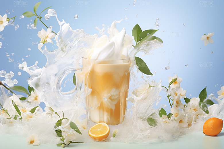 奶茶甜品果茶摄影图