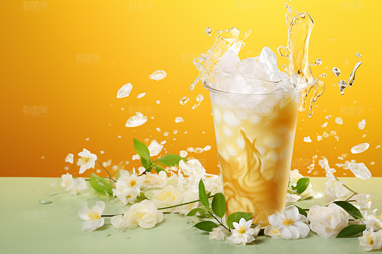 奶茶温暖果茶摄影图