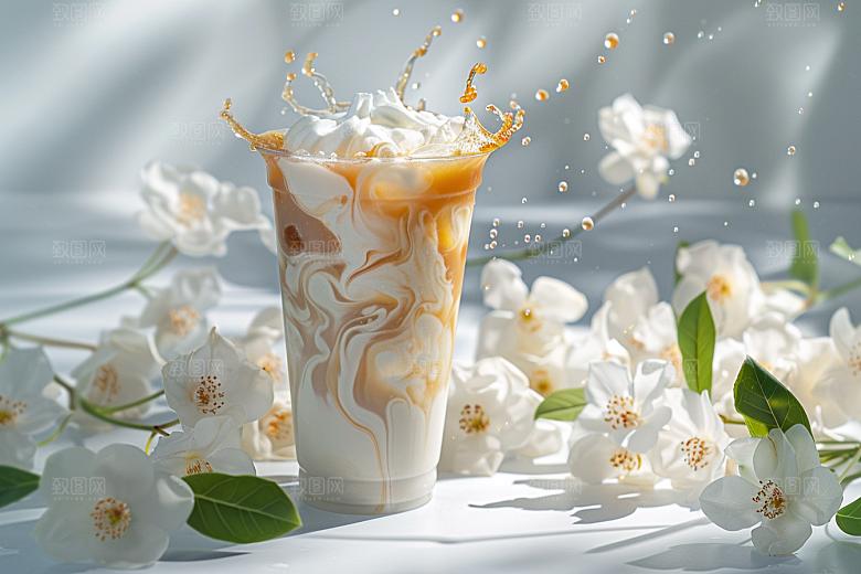 奶茶卡路里美味摄影图