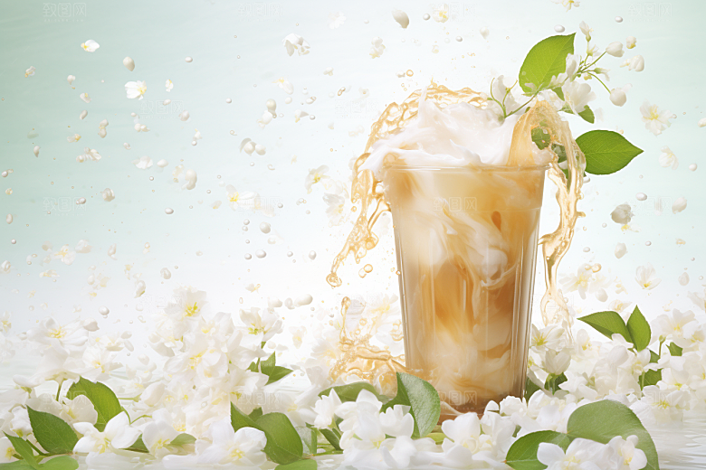 奶茶甜品果茶摄影图