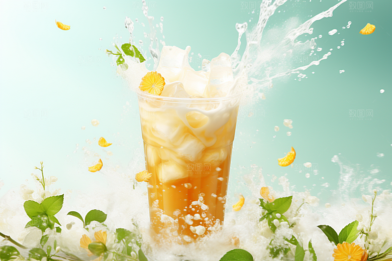 奶茶果茶甜品摄影图