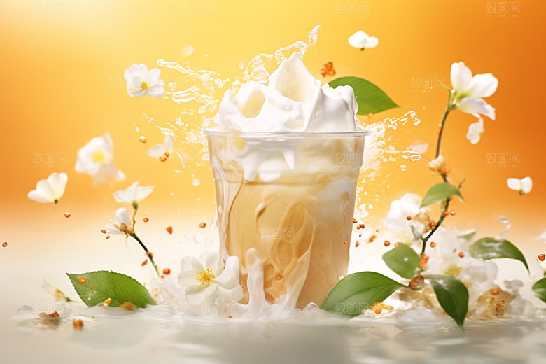奶茶广告果茶摄影图
