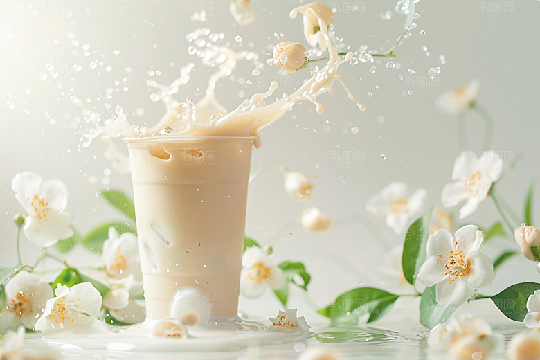 奶茶饮品广告摄影图