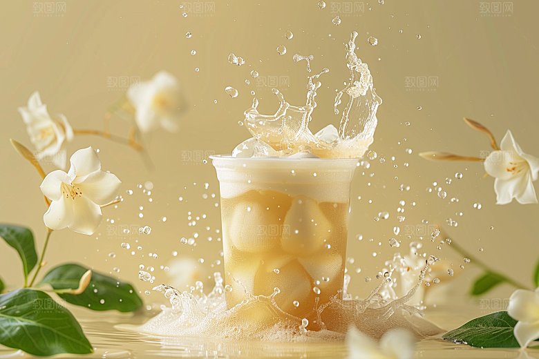 奶茶果茶广告摄影图
