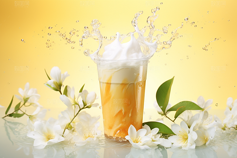 奶茶果茶卡路里摄影图