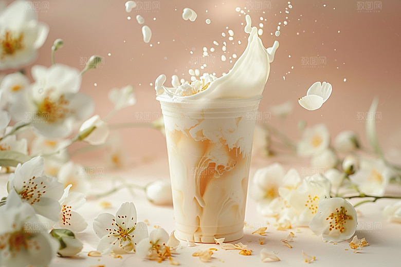 奶茶饮品果茶摄影图
