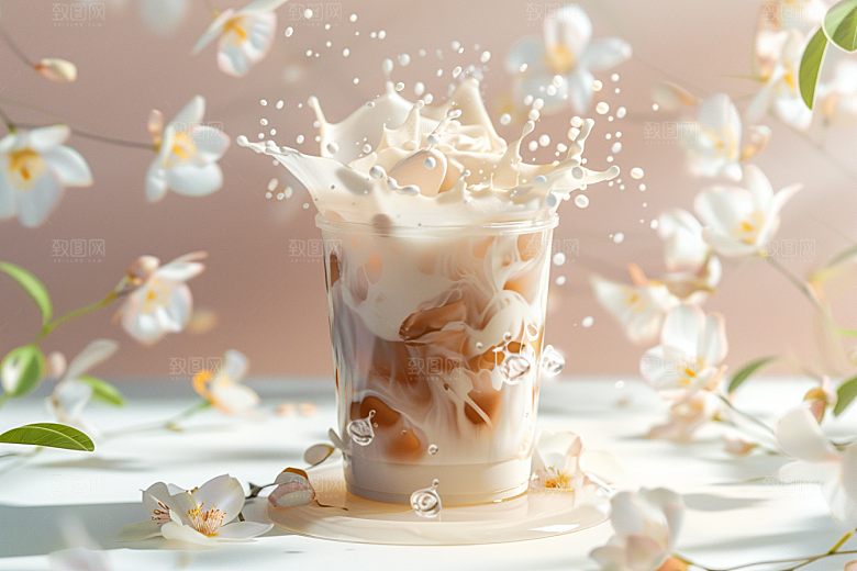 奶茶果茶卡路里摄影图