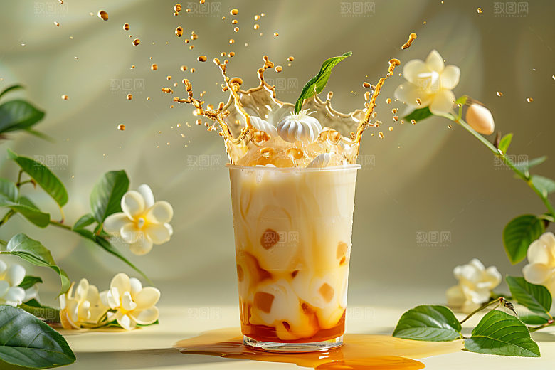 奶茶果茶卡路里摄影图