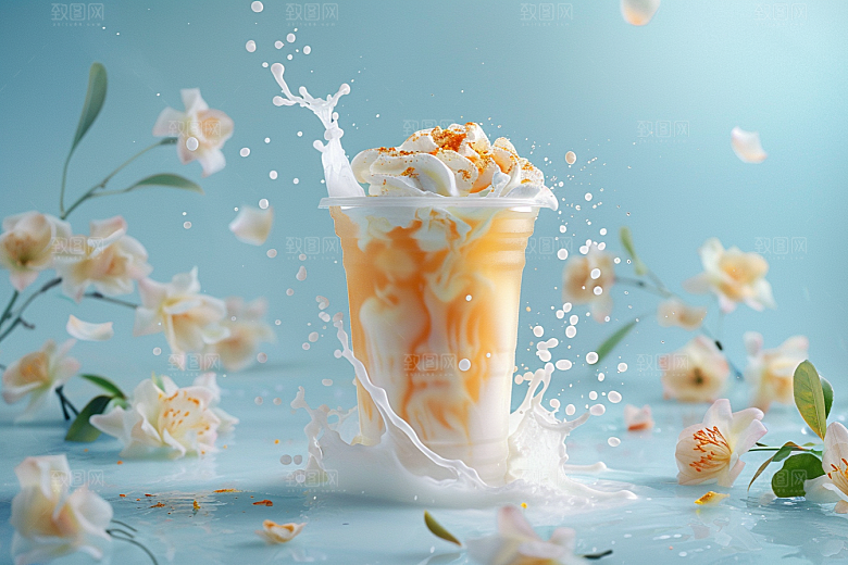 奶茶广告果茶摄影图