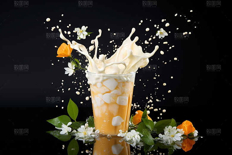 奶茶饮料果茶摄影图