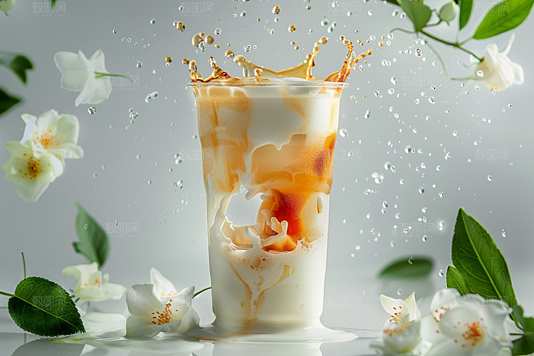 奶茶广告果茶摄影图