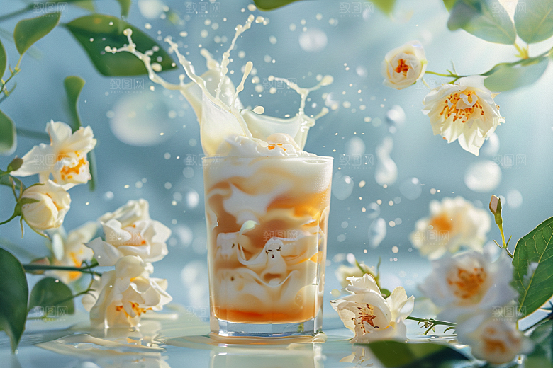 奶茶卡路里甜品摄影图