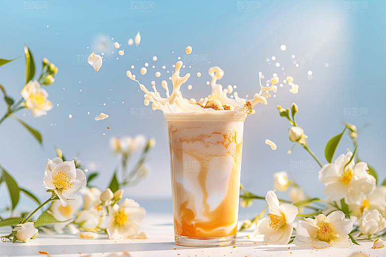 奶茶温暖果茶摄影图