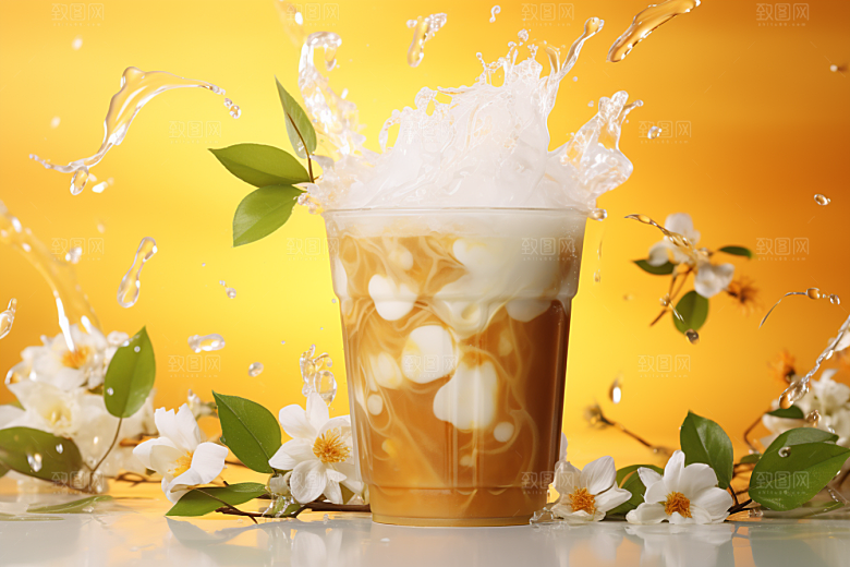 奶茶果茶广告摄影图