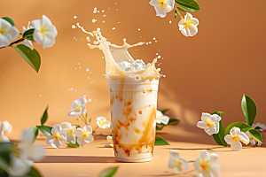 奶茶卡路里果茶摄影图