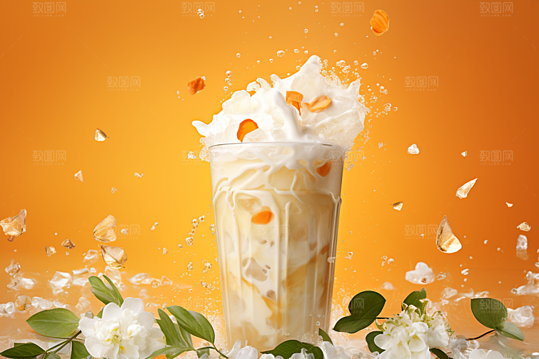 奶茶饮品甜品摄影图