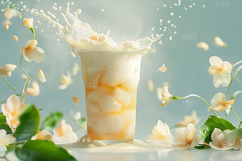 奶茶卡路里饮品摄影图