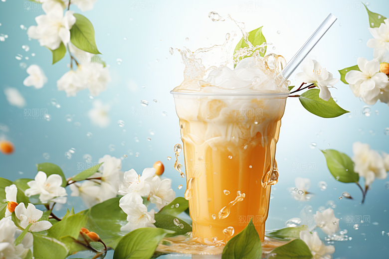 奶茶甜品美味摄影图