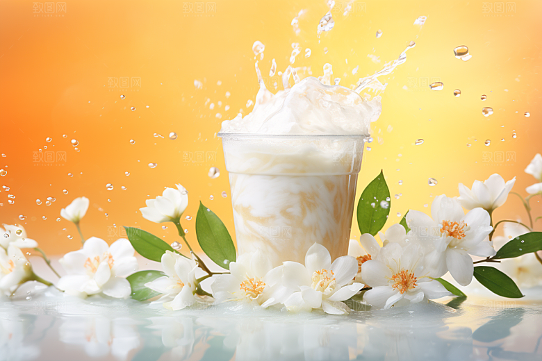 奶茶温暖果茶摄影图
