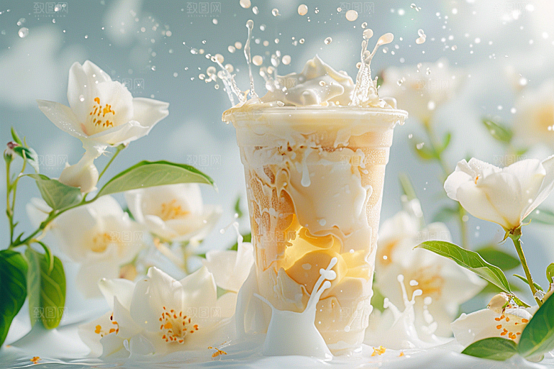 奶茶甜品果茶摄影图