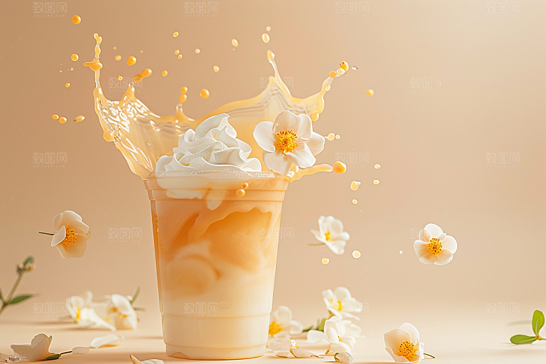 奶茶广告卡路里摄影图