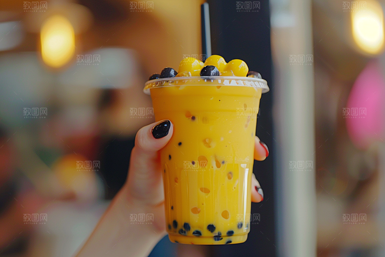 奶茶卡路里果茶摄影图