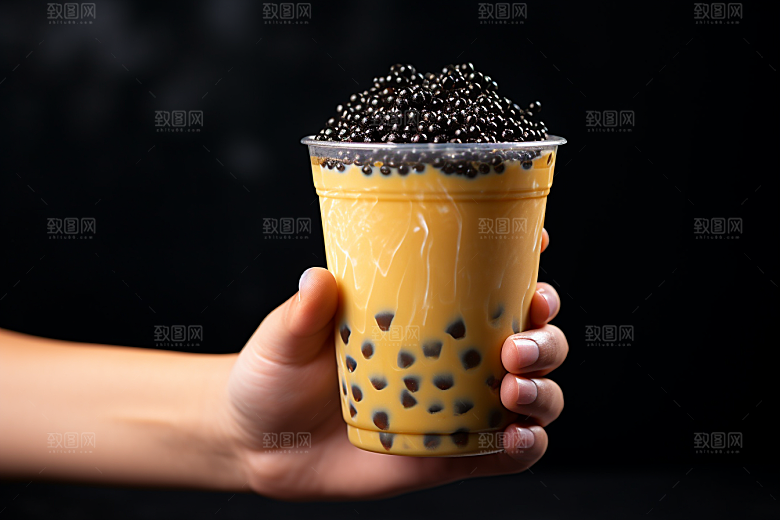 奶茶卡路里甜品摄影图