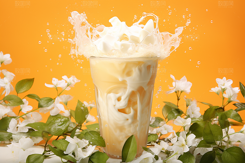 奶茶生活果茶摄影图