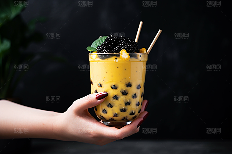 奶茶卡路里果茶摄影图