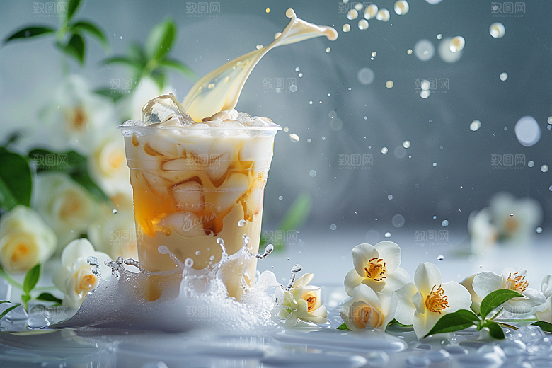 奶茶饮品果茶摄影图