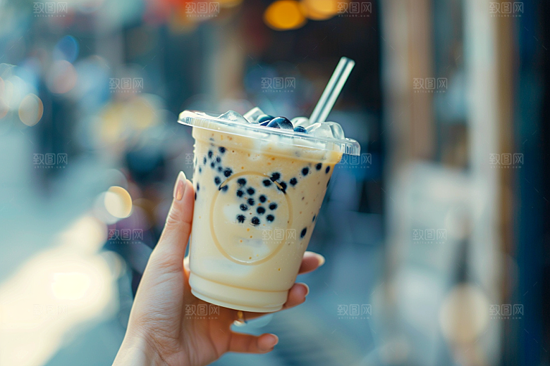 奶茶卡路里果茶摄影图